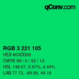 カラーコード: RGB 3 221 105 | qconv.com