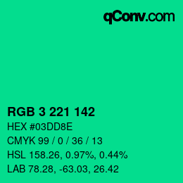 Color code: RGB 3 221 142 | qconv.com
