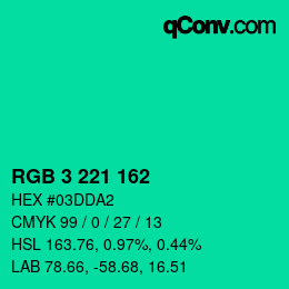 Color code: RGB 3 221 162 | qconv.com