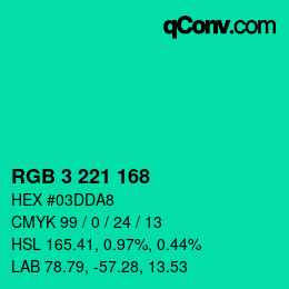 Color code: RGB 3 221 168 | qconv.com