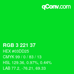 Color code: RGB 3 221 37 | qconv.com