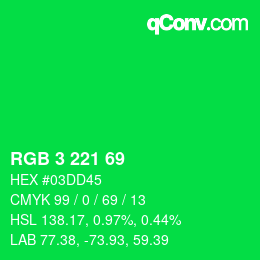Color code: RGB 3 221 69 | qconv.com