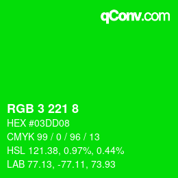 Farbcode: RGB 3 221 8 | qconv.com