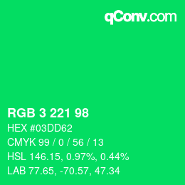Color code: RGB 3 221 98 | qconv.com