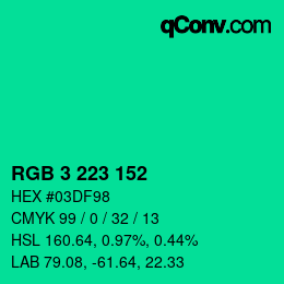Color code: RGB 3 223 152 | qconv.com