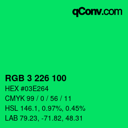 Color code: RGB 3 226 100 | qconv.com