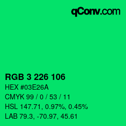 Color code: RGB 3 226 106 | qconv.com