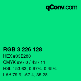 カラーコード: RGB 3 226 128 | qconv.com