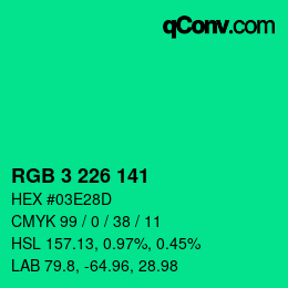 Color code: RGB 3 226 141 | qconv.com