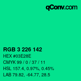Color code: RGB 3 226 142 | qconv.com