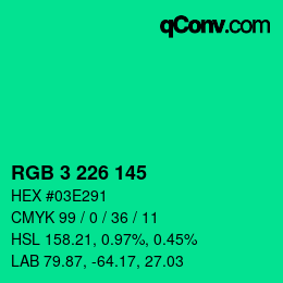 Color code: RGB 3 226 145 | qconv.com