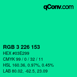 Color code: RGB 3 226 153 | qconv.com