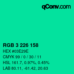 Color code: RGB 3 226 158 | qconv.com