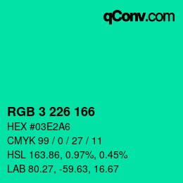 Color code: RGB 3 226 166 | qconv.com