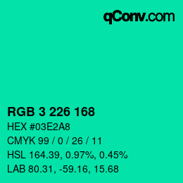 Color code: RGB 3 226 168 | qconv.com