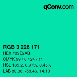 Color code: RGB 3 226 171 | qconv.com