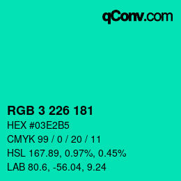 Farbcode: RGB 3 226 181 | qconv.com