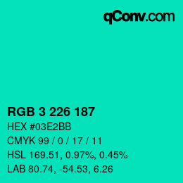 Color code: RGB 3 226 187 | qconv.com