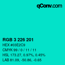 Color code: RGB 3 226 201 | qconv.com