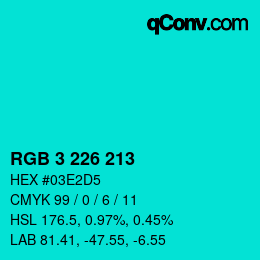 Color code: RGB 3 226 213 | qconv.com