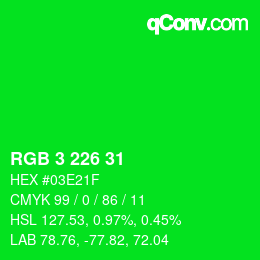Color code: RGB 3 226 31 | qconv.com