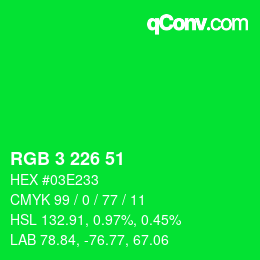 Color code: RGB 3 226 51 | qconv.com