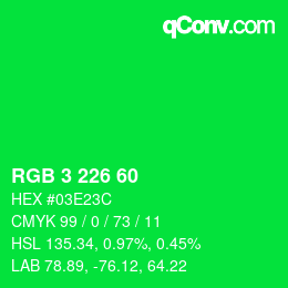 Color code: RGB 3 226 60 | qconv.com