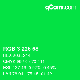 Color code: RGB 3 226 68 | qconv.com