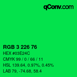 Color code: RGB 3 226 76 | qconv.com