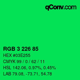 Color code: RGB 3 226 85 | qconv.com