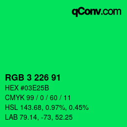 Color code: RGB 3 226 91 | qconv.com