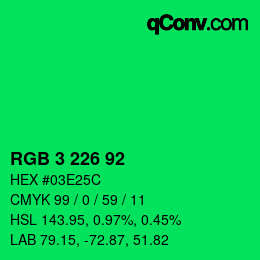 Color code: RGB 3 226 92 | qconv.com