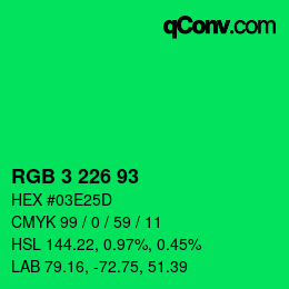 Color code: RGB 3 226 93 | qconv.com