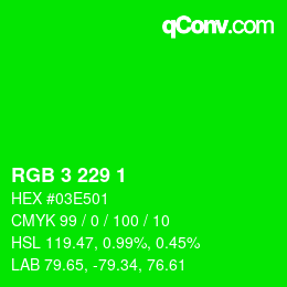 Farbcode: RGB 3 229 1 | qconv.com