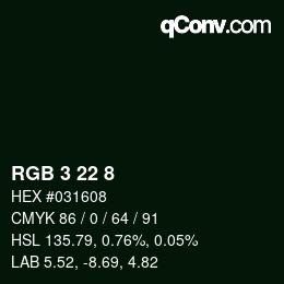 Color code: RGB 3 22 8 | qconv.com