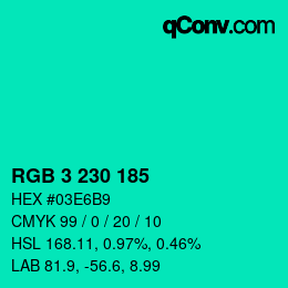 Color code: RGB 3 230 185 | qconv.com