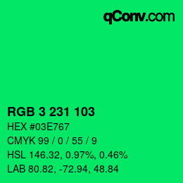 Farbcode: RGB 3 231 103 | qconv.com
