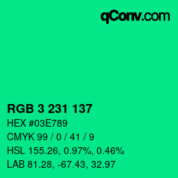Color code: RGB 3 231 137 | qconv.com