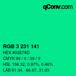 カラーコード: RGB 3 231 141 | qconv.com