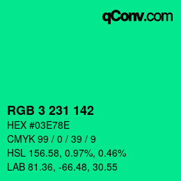 カラーコード: RGB 3 231 142 | qconv.com