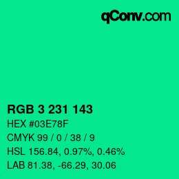 Color code: RGB 3 231 143 | qconv.com