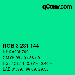 カラーコード: RGB 3 231 144 | qconv.com