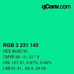 Color code: RGB 3 231 145 | qconv.com