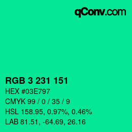 Color code: RGB 3 231 151 | qconv.com