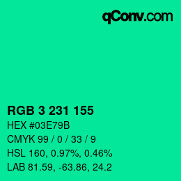 カラーコード: RGB 3 231 155 | qconv.com