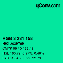 Color code: RGB 3 231 158 | qconv.com