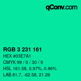 Color code: RGB 3 231 161 | qconv.com