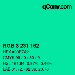 Farbcode: RGB 3 231 162 | qconv.com
