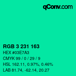 Color code: RGB 3 231 163 | qconv.com