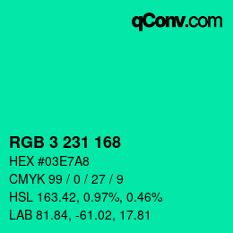 Color code: RGB 3 231 168 | qconv.com